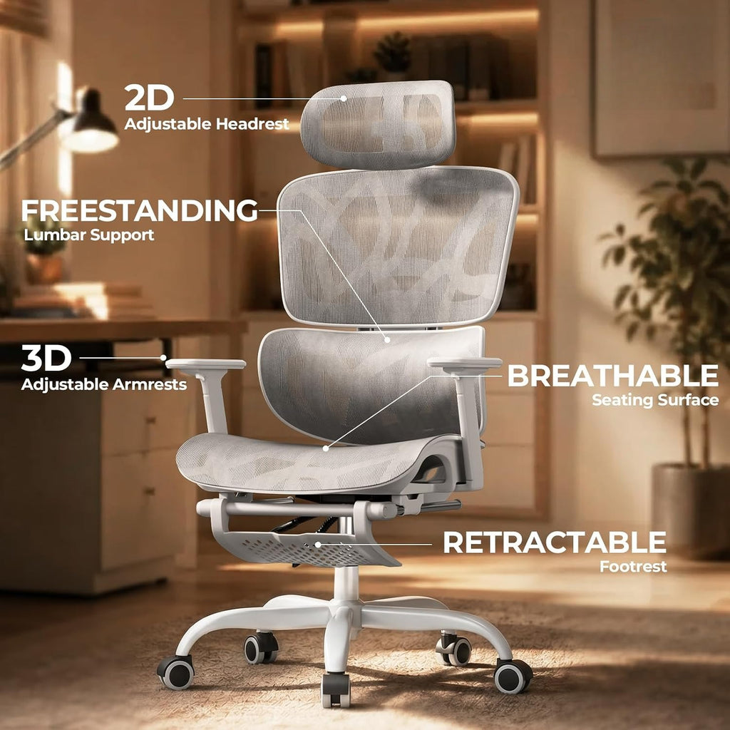 Black Mesh Office Chair with Footrest