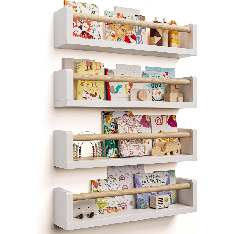 White Nursery Wall Shelves 4-Pack
