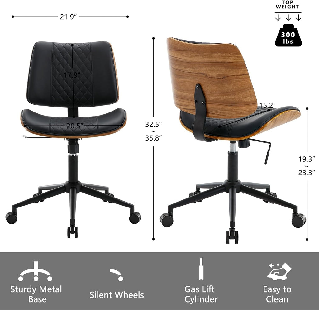 Black Armless Mid Back Office Chair