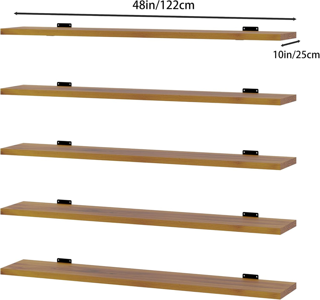 5-Tier Solid Wood Floating Bookshelf