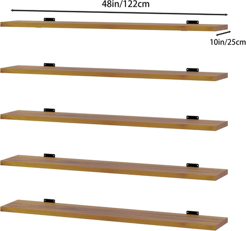 5-Tier Solid Wood Floating Bookshelf