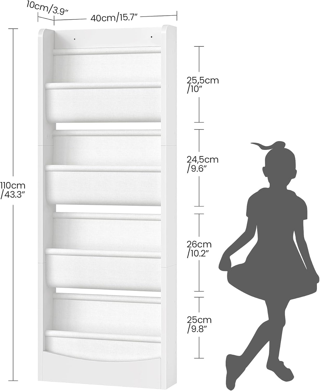 White 4-Tier Kids Bookshelf