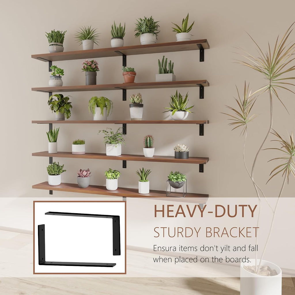 Solid Wood 60" Walnut Floating Shelves 5-Pack