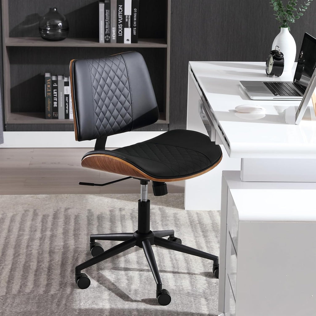 Black Armless Mid Back Office Chair
