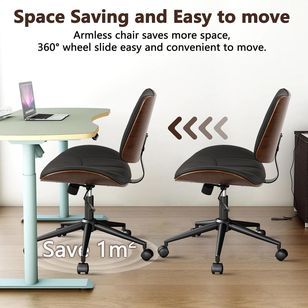 Black Armless PU Office Chair