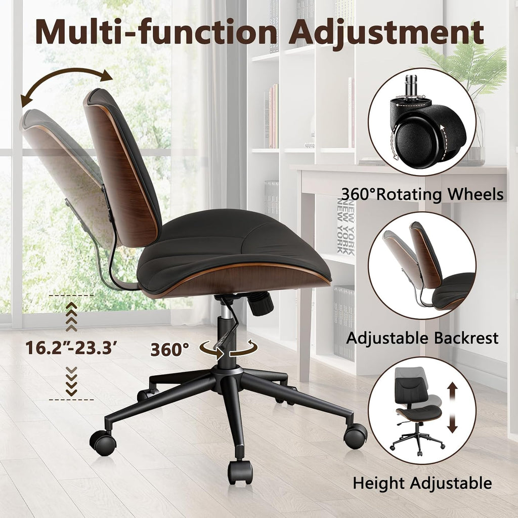 Black Armless PU Office Chair