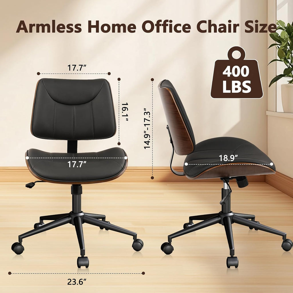 Black Armless PU Office Chair