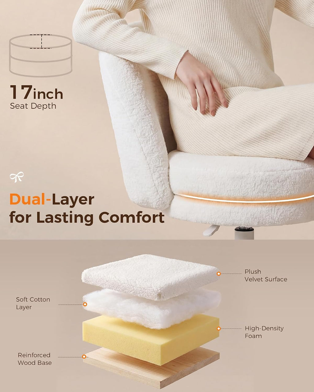 Velvet Armless Office Chair