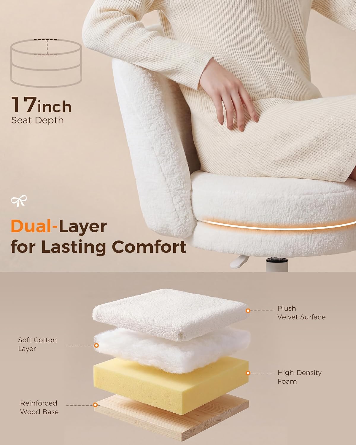 Velvet Armless Office Chair