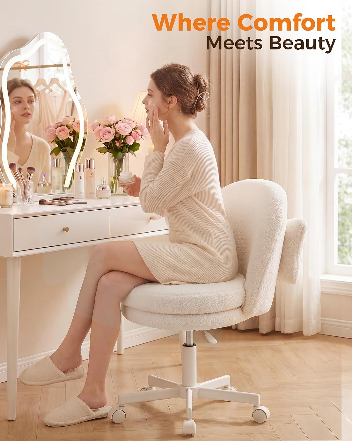 Velvet Armless Office Chair