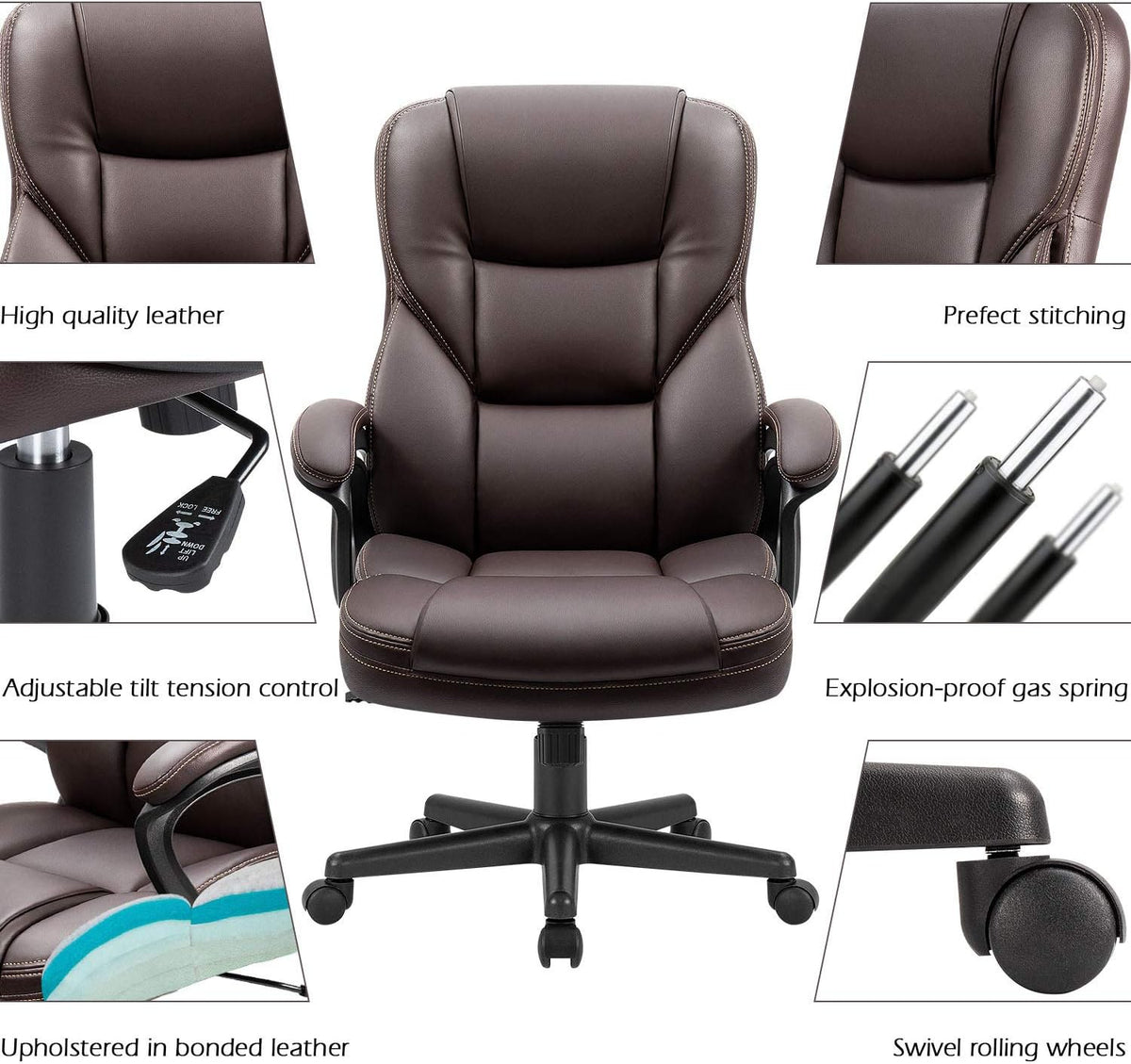 Brown PU Leather Executive Chair