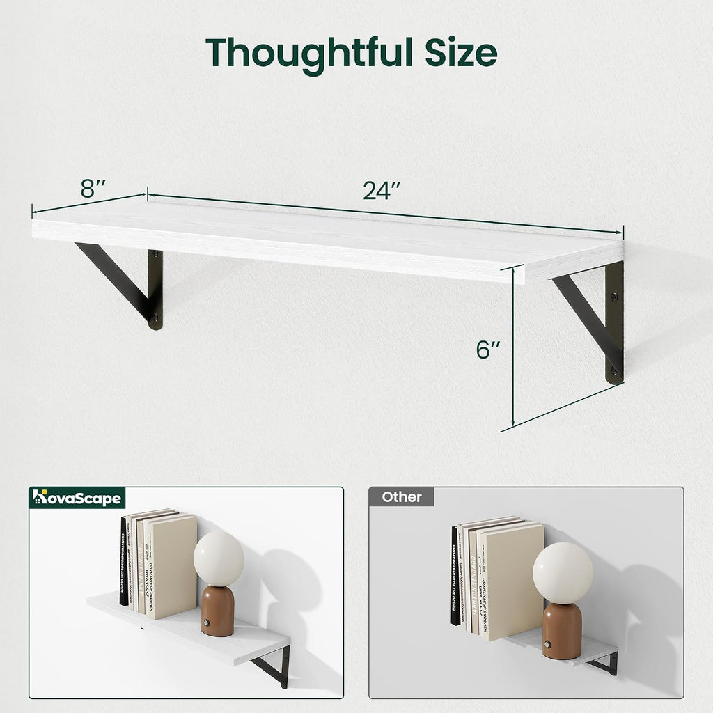 White Wood Floating Shelves Set of 3