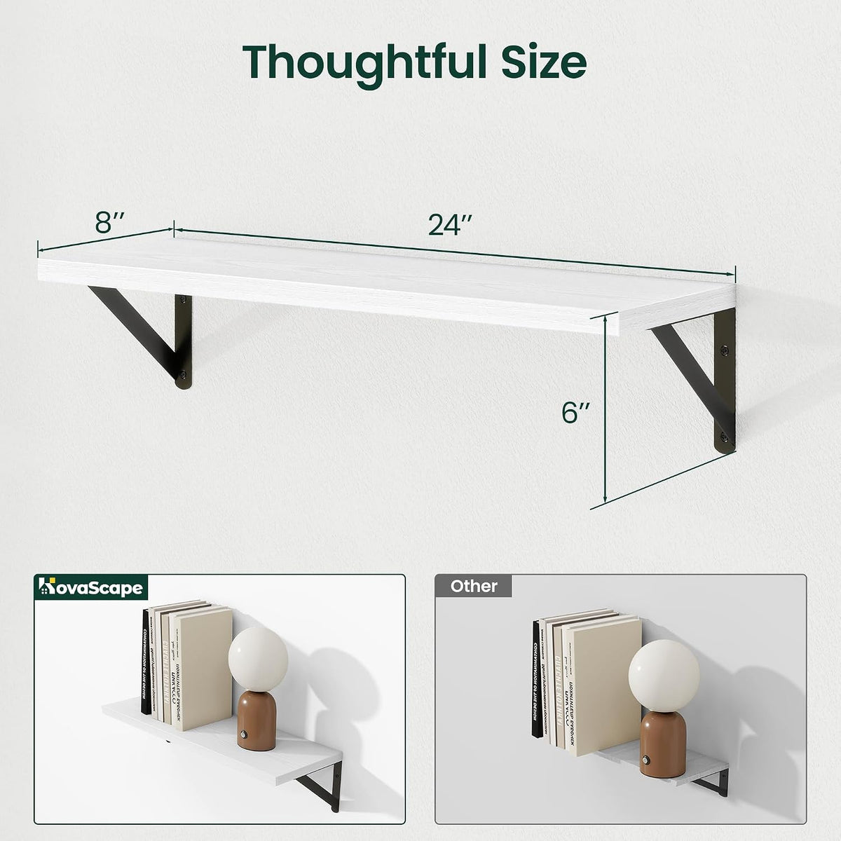 White Wood Floating Shelves Set of 3