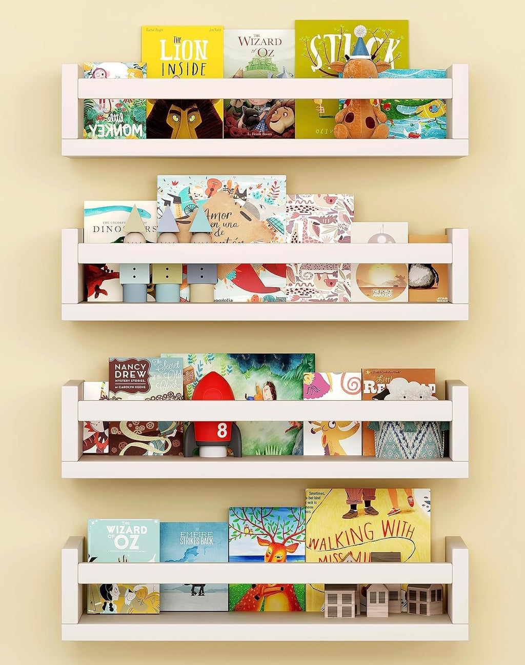 White Kids Floating Shelves 4-Pack