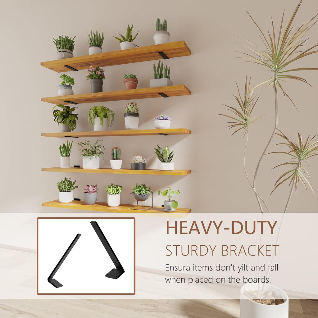5-Tier Solid Wood Floating Bookshelf