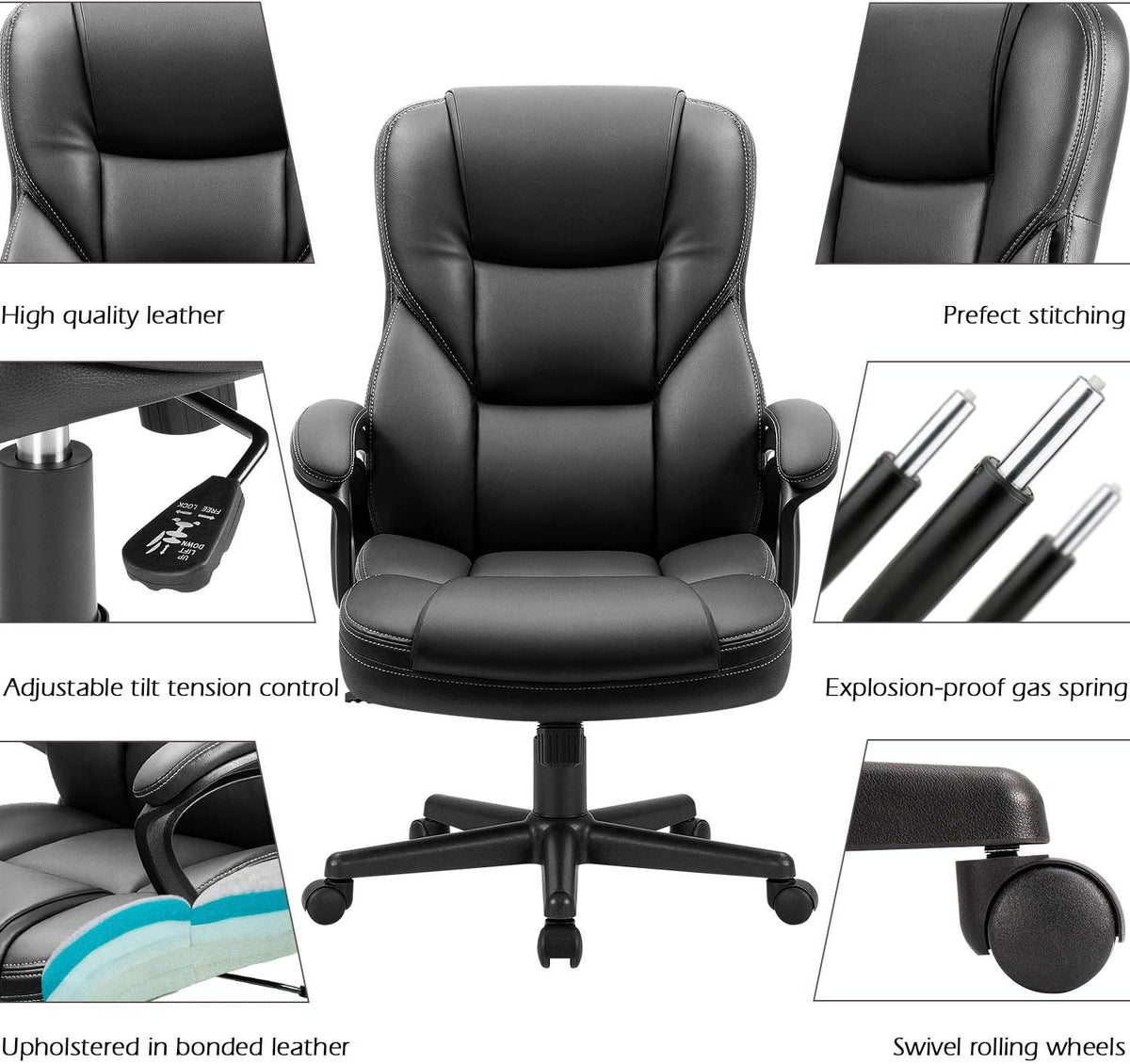 Black PU Leather Office Chair