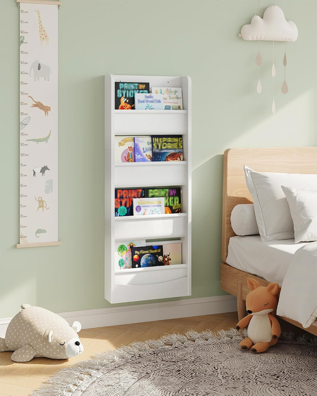 White 4-Tier Kids Bookshelf