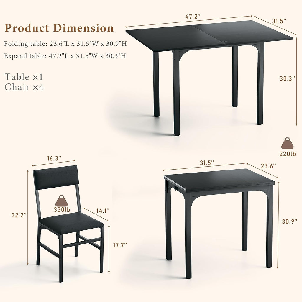 Black Dining Set for 4