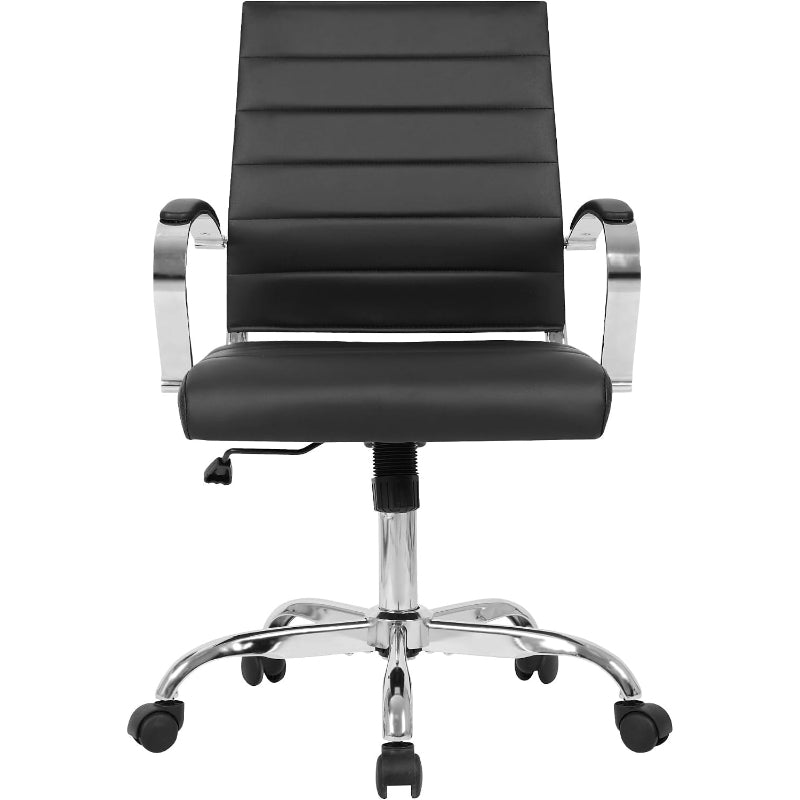 Black Ribbed PU Office Chair