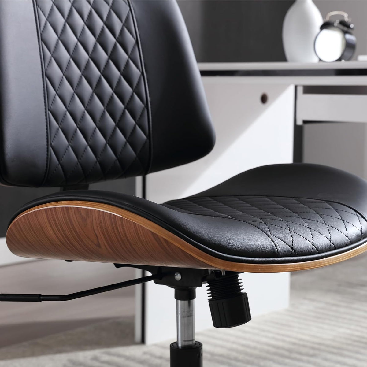 Black Armless Mid Back Office Chair