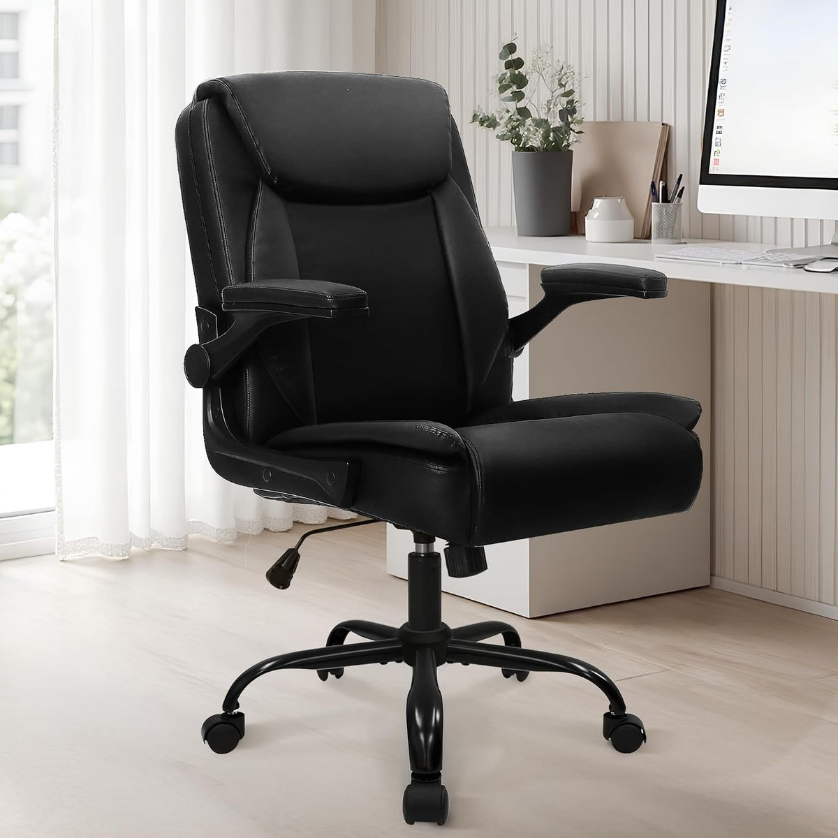 Black PU Office Chair with Arms