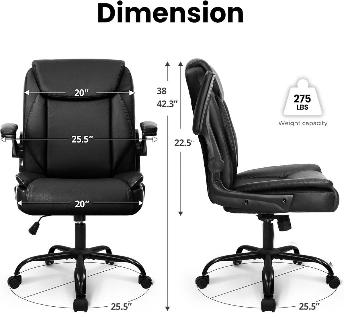 Black PU Office Chair with Arms