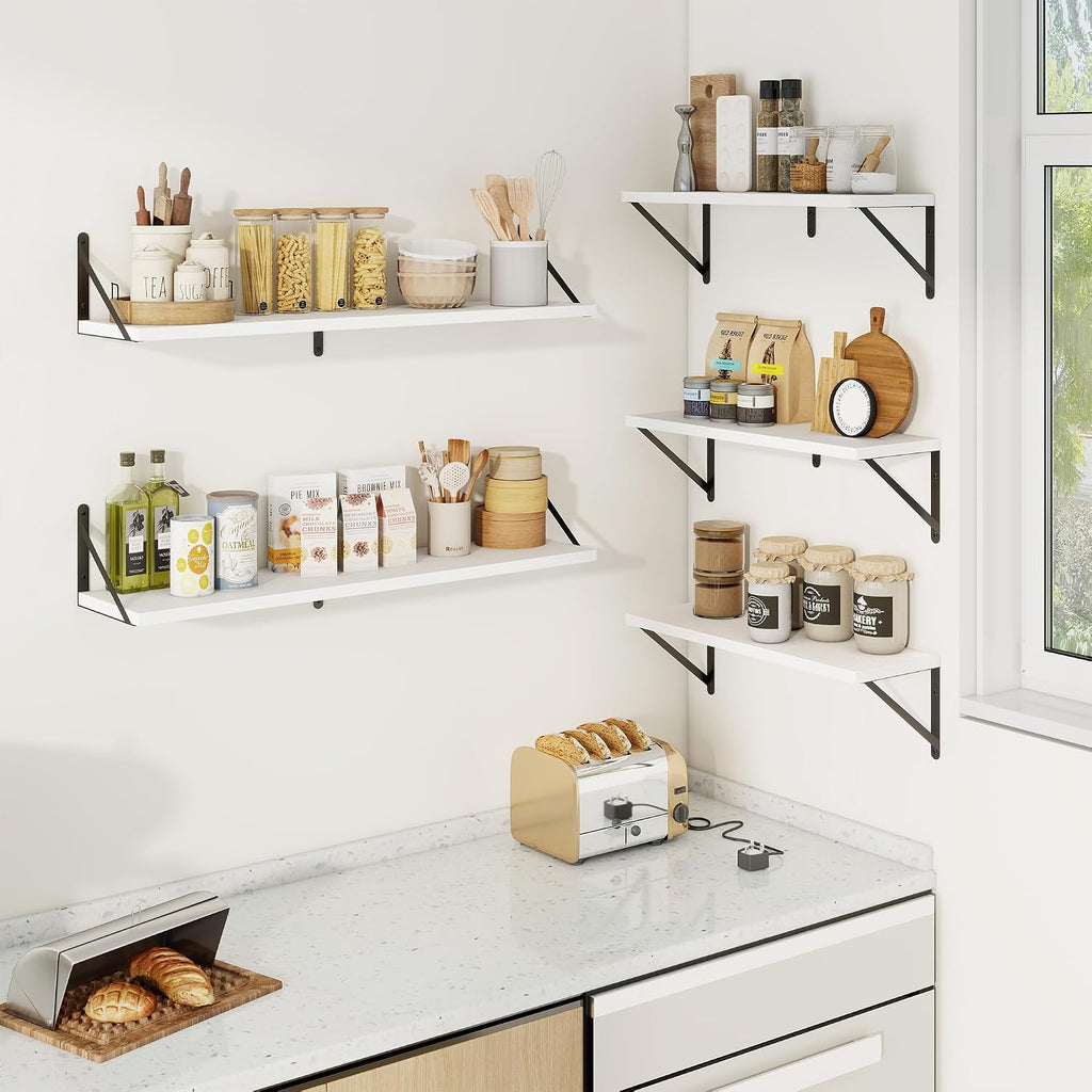 White 36" Wall Shelves Set of 3