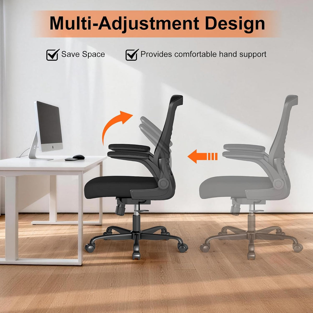 Mesh Office Chair Flip-up Armrests