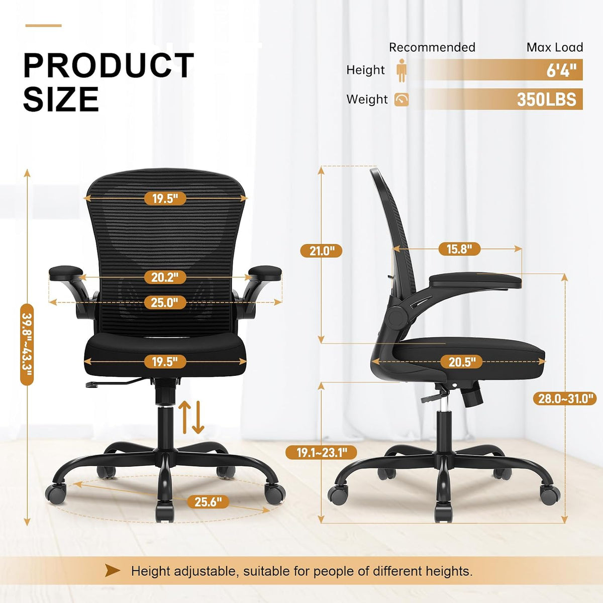 High Back Mesh Ergonomic Office Chair 330LBS