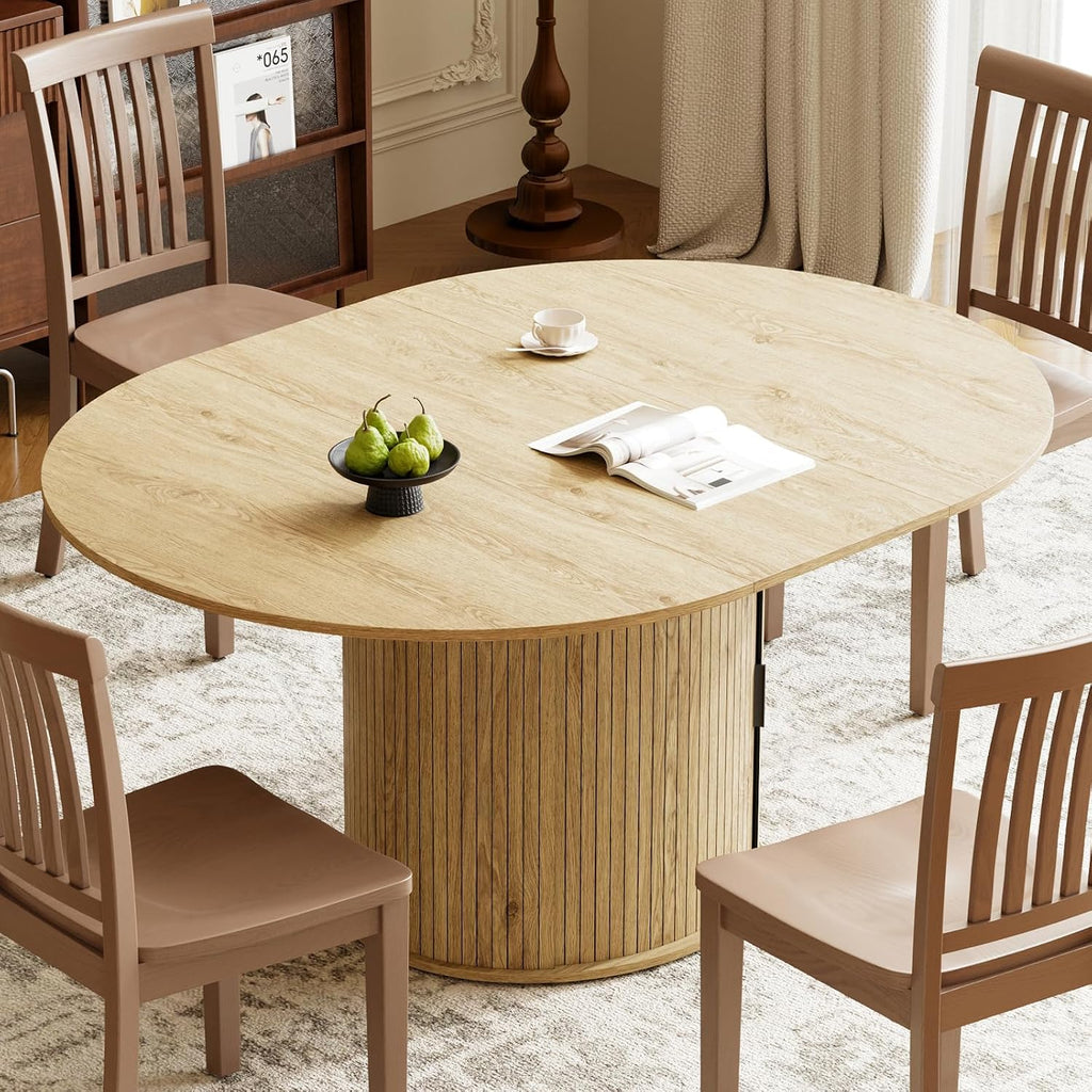 Wood Extendable Round Dining Table