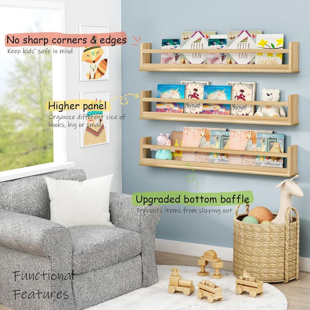 Natural Kids Floating Shelves 3-Pack