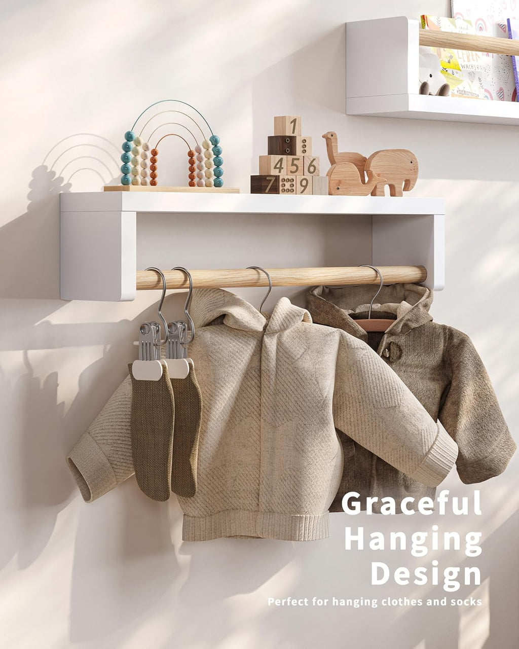 White Nursery Wall Shelves 4-Pack