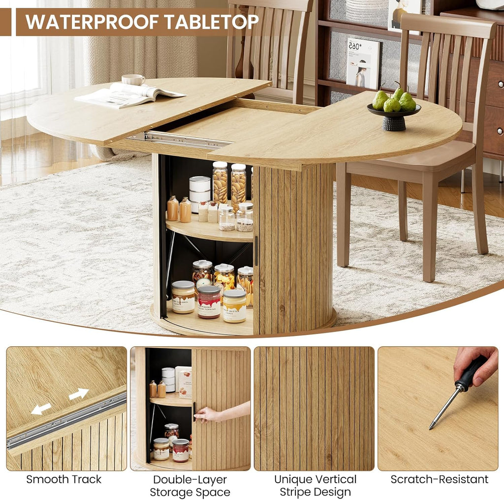 Wood Extendable Round Dining Table
