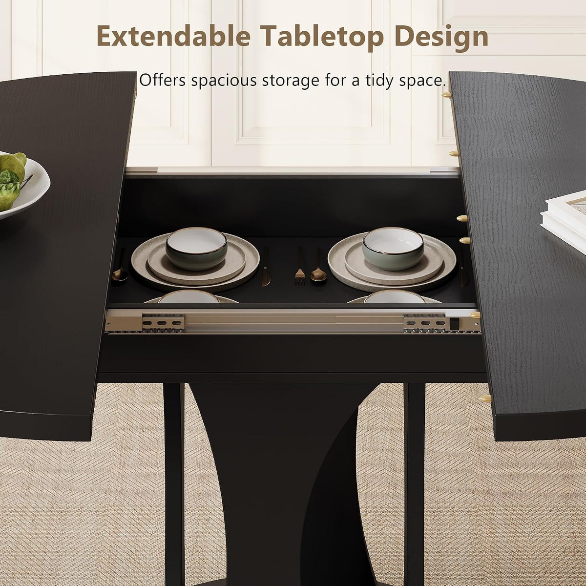 Black Extendable Round Dining Table