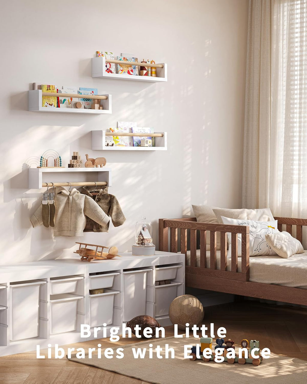 White Nursery Wall Shelves 4-Pack