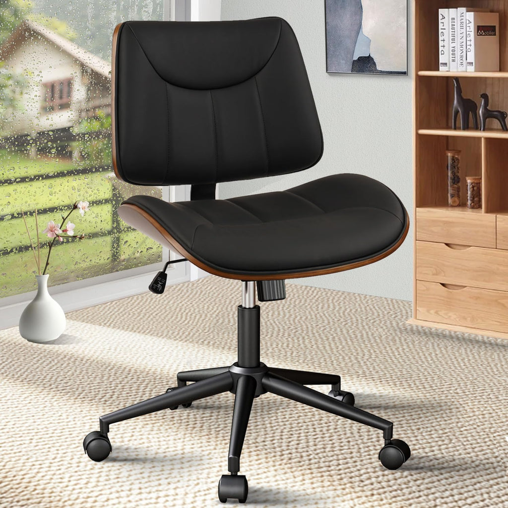 Black Armless PU Office Chair