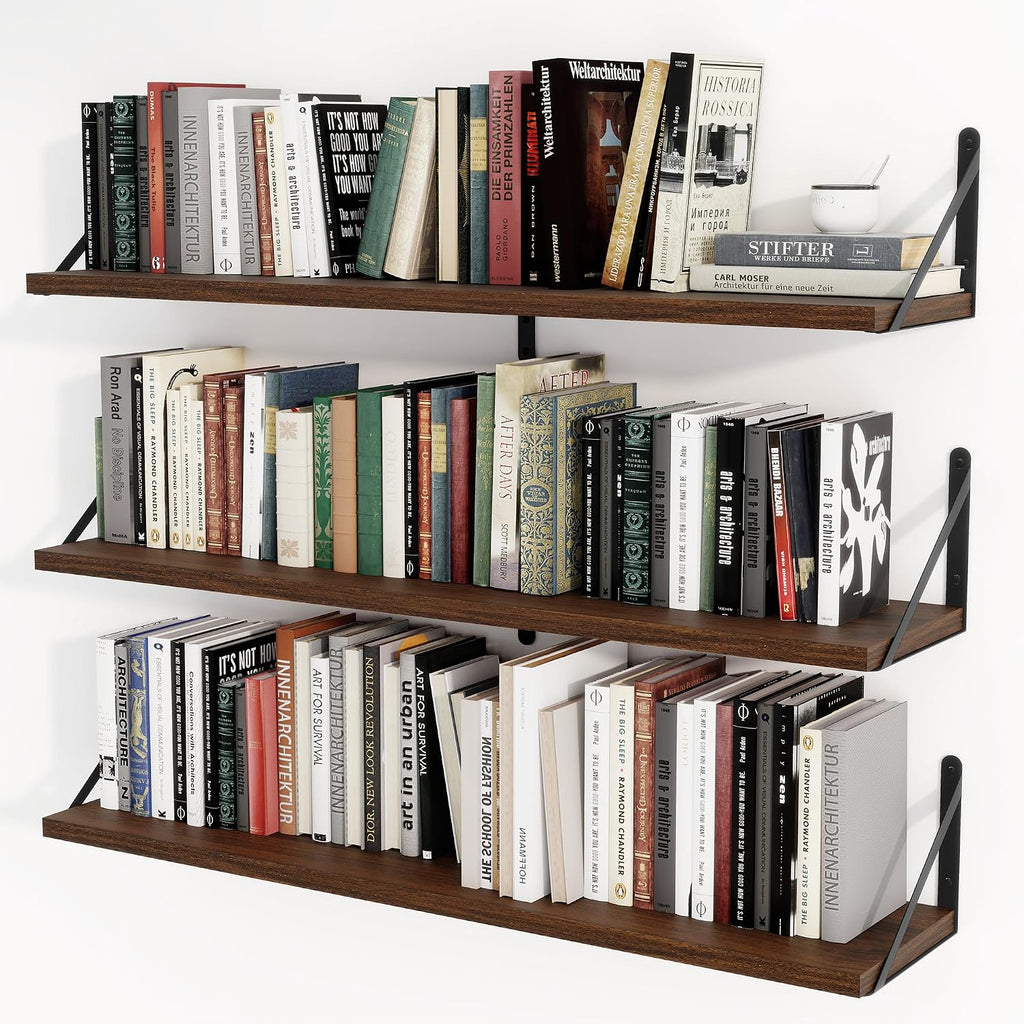 Walnut Floating Shelves Set of 3