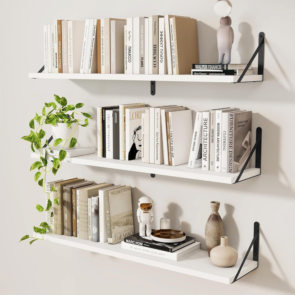 White 36" Wall Shelves Set of 3