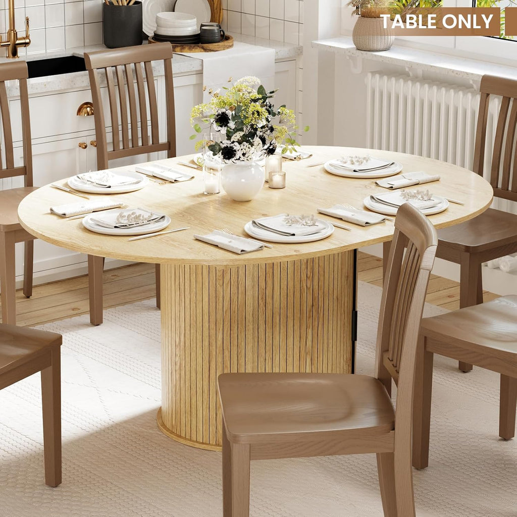 Wood Extendable Round Dining Table