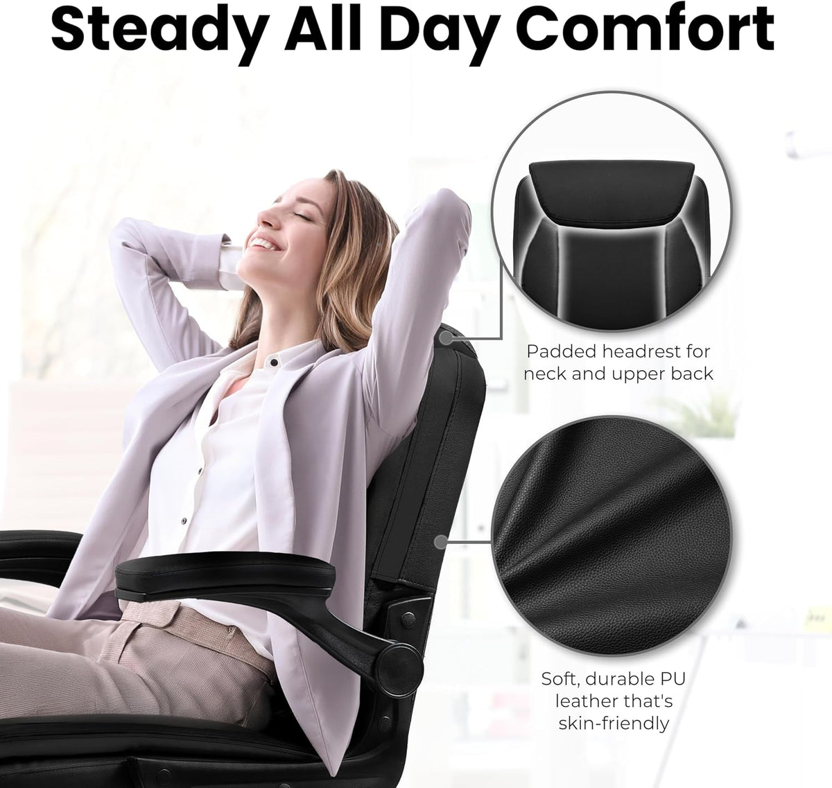 Black PU Office Chair with Arms