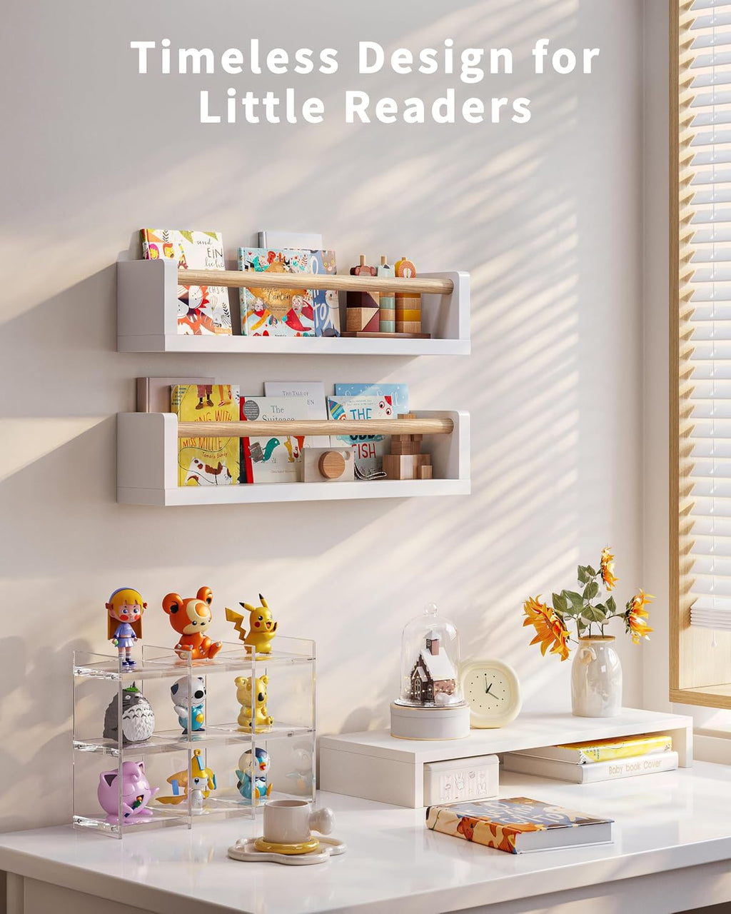 White Nursery Wall Shelves 4-Pack