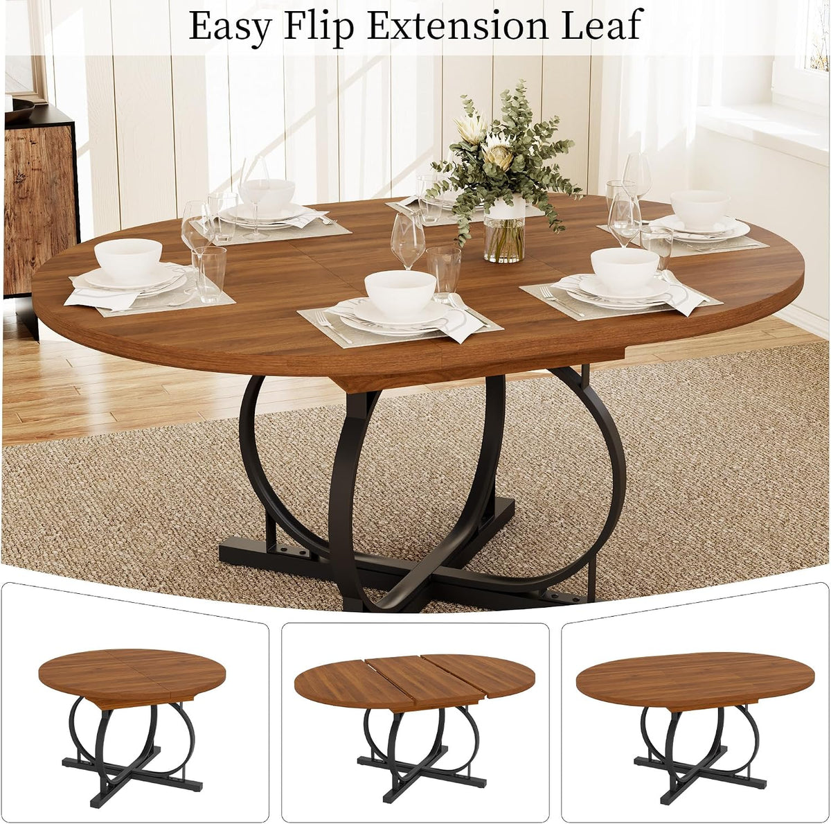 Extendable Round Dining Table