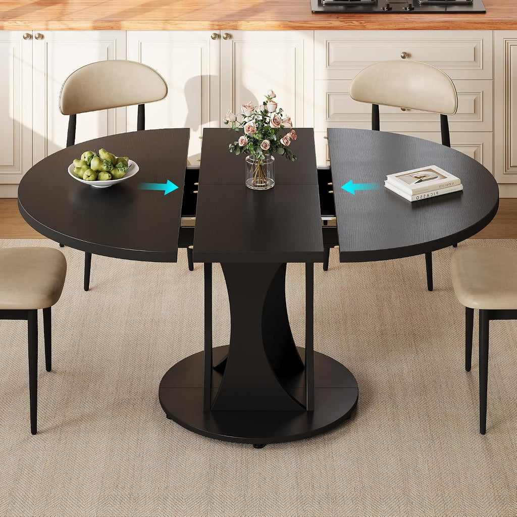 Black Extendable Round Dining Table
