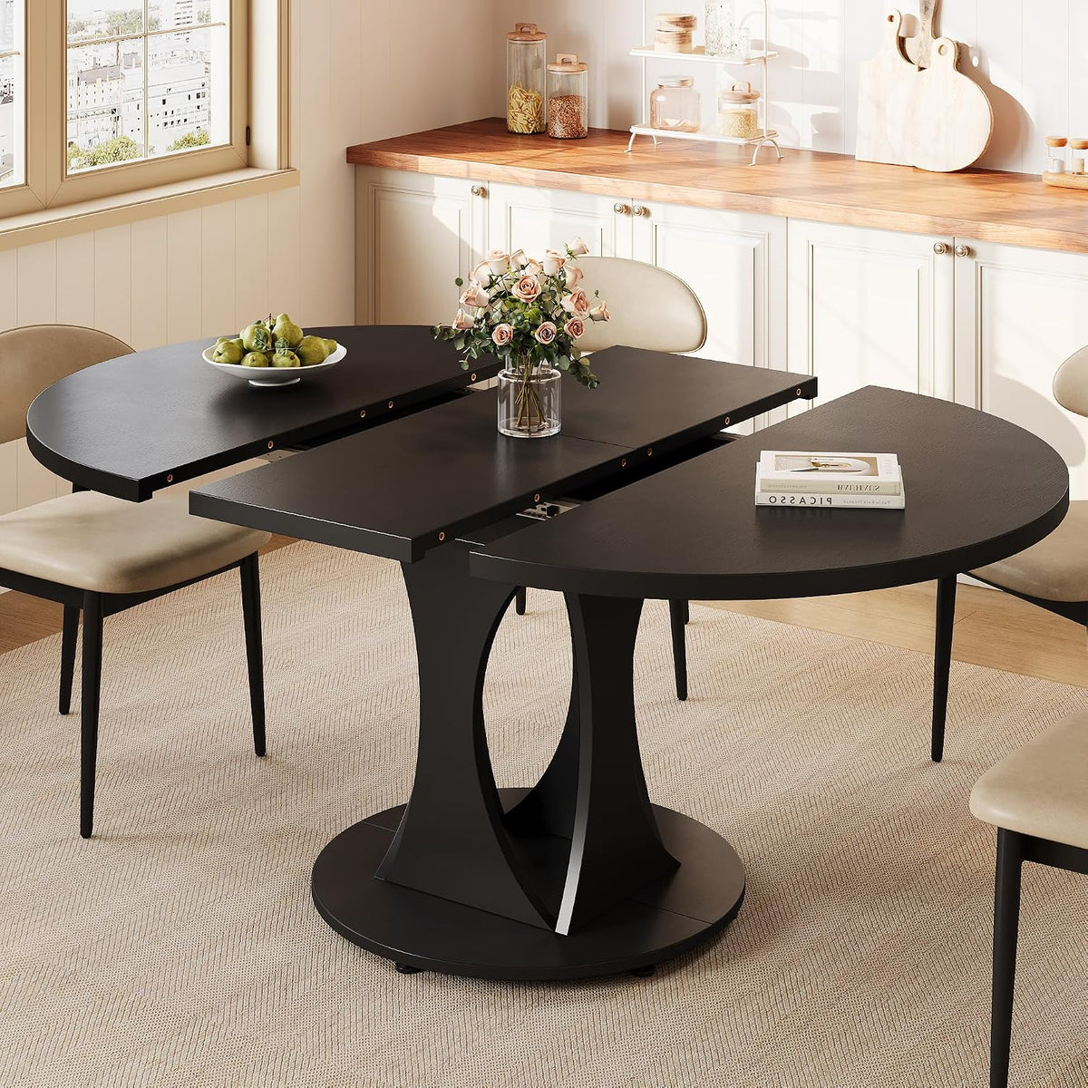 Black Extendable Round Dining Table