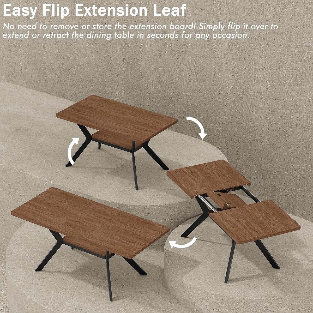 Extendable Flip Leaf Dining Table