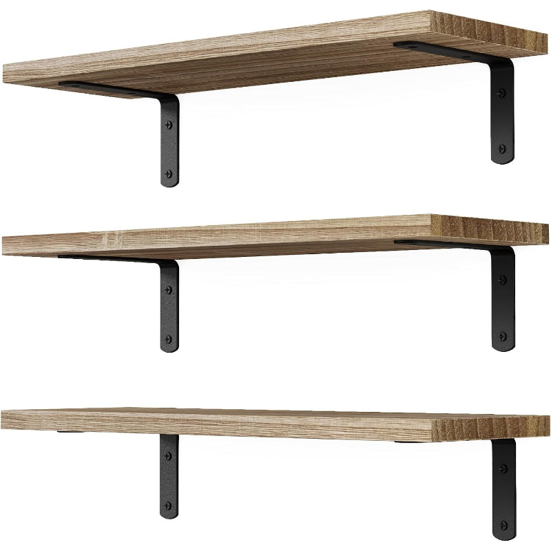Rustic Brown Floating Shelves 3Pcs