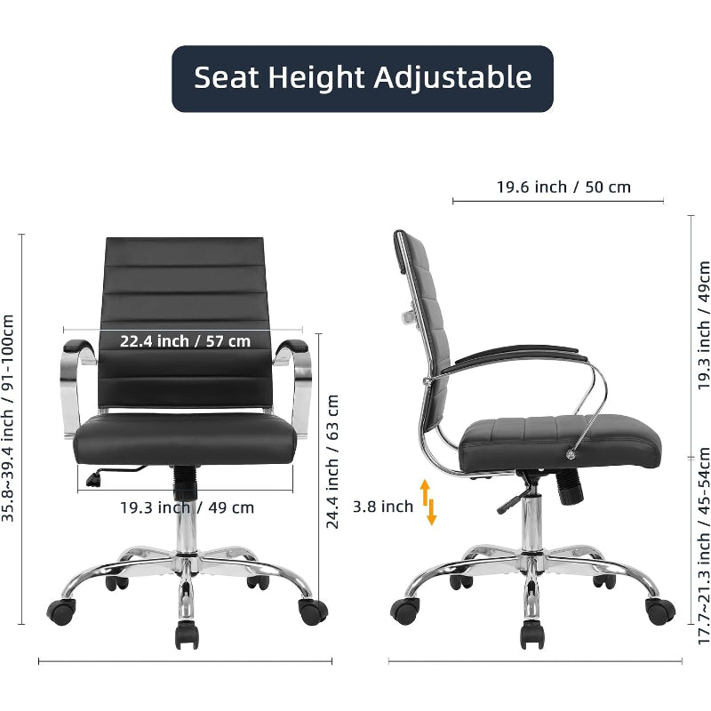 Black Ribbed PU Office Chair